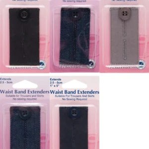 Hemline Cotton Easy Button Hole Waistband Extender Expander Trouser/Skirt Relief
